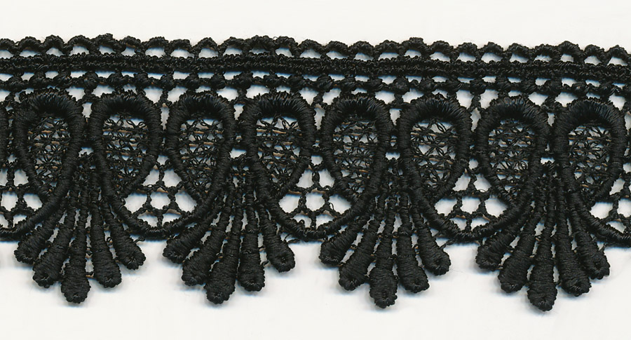 <font color="red">IN STOCK</font><br>1+3/4" Rayon Venise Lace-Black