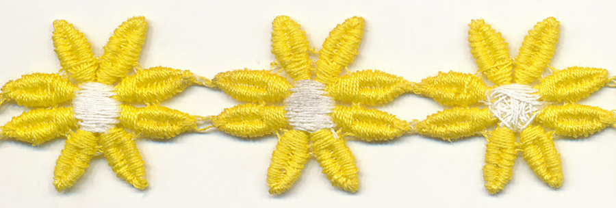 <font color="red">IN STOCK</font><br>15/16" Cotton Daisy Venise-Yellow/White Center