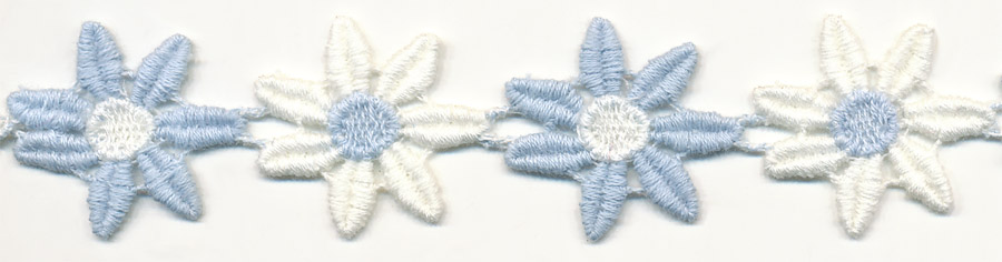 <font color="red">IN STOCK</font><br>1" Cotton Daisy Venise-Alternating White/Blue