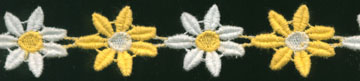 <font color="red">IN STOCK</font><br>1" Cotton Daisy Venise-Alternating White/Yellow