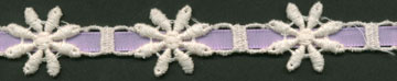 <font color="red">IN STOCK</font><br>1" Cotton Daisy Beading with Ribbon-Natural/Lavender