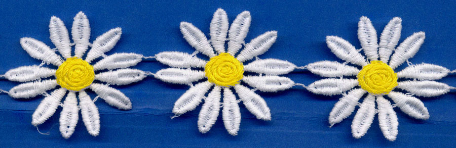 <font color="red">IN STOCK</font><br>2" Cotton Daisy Venise-White/Tropic Center