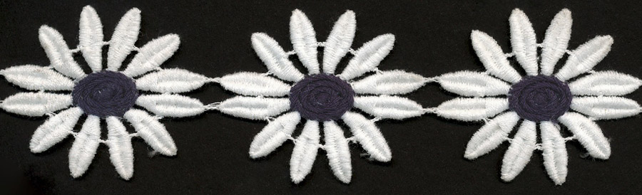<font color="red">IN STOCK</font><br>2" Cotton Daisy Venise-Natural/Navy Center