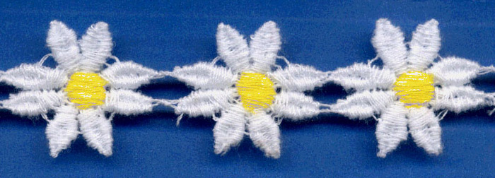 <font color="red">IN STOCK</font><br>7/8" Cotton Daisy Venise-White/Yellow Center