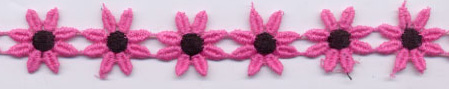 <font color="red">IN STOCK</font><br>7/8" Cotton Daisy Venise-Hot Pink/Black Center