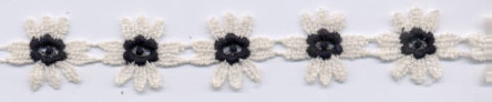 <font color="red">IN STOCK</font><br>7/8" Cotton Daisy Venise-Natural/Black Center