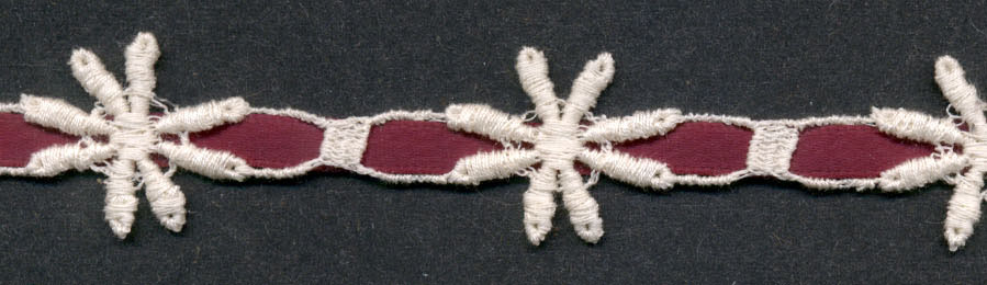 <font color="red">IN STOCK</font><br>1" Cotton Daisy Beading+Ribbon-Natural/Wine