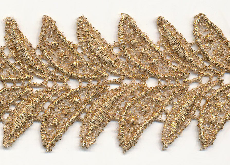 <font color="red">IN STOCK</font><br>1+9/16" Metallic Venise Lace-Gold