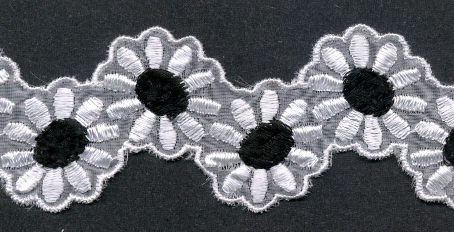 <font color="red">IN STOCK</font><br>1+7/8" Rayon Daisy Shape-Wht/Bl