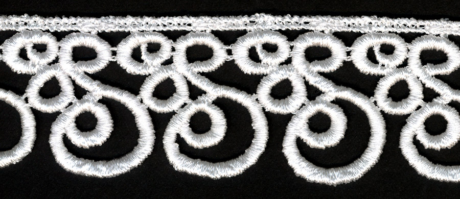 <font color="red">IN STOCK</font><br>1+5/8" Rayon Venise Edge-White