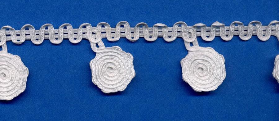 <font color="red">IN STOCK</font><br>1+1/4" Rayon Hanging Embroidery-White