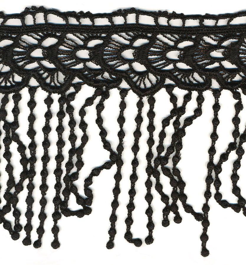 <font color="red">IN STOCK</font><br>6" Rayon Venise Fringe Lace-Black