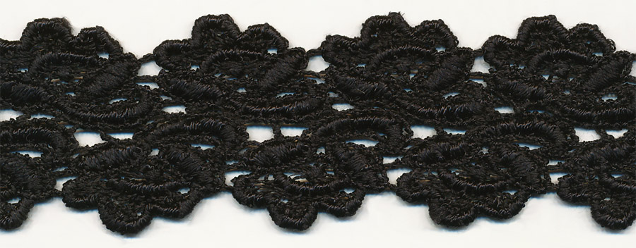 <font color="red">IN STOCK</font><br>1+3/4" Rayon Floral Lace-Black