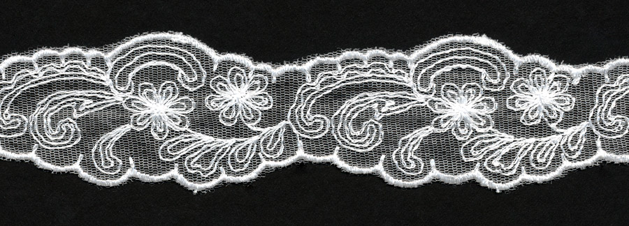 <font color="red">IN STOCK</font><br>1+9/16" Rayon Engadine Galloon-White