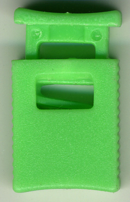 <font color="red">IN STOCK</font><br>3/4" x 1+1/4" Flat Cord Lock<br>Neon Green<br>(For flat cords up to 3/8" width)