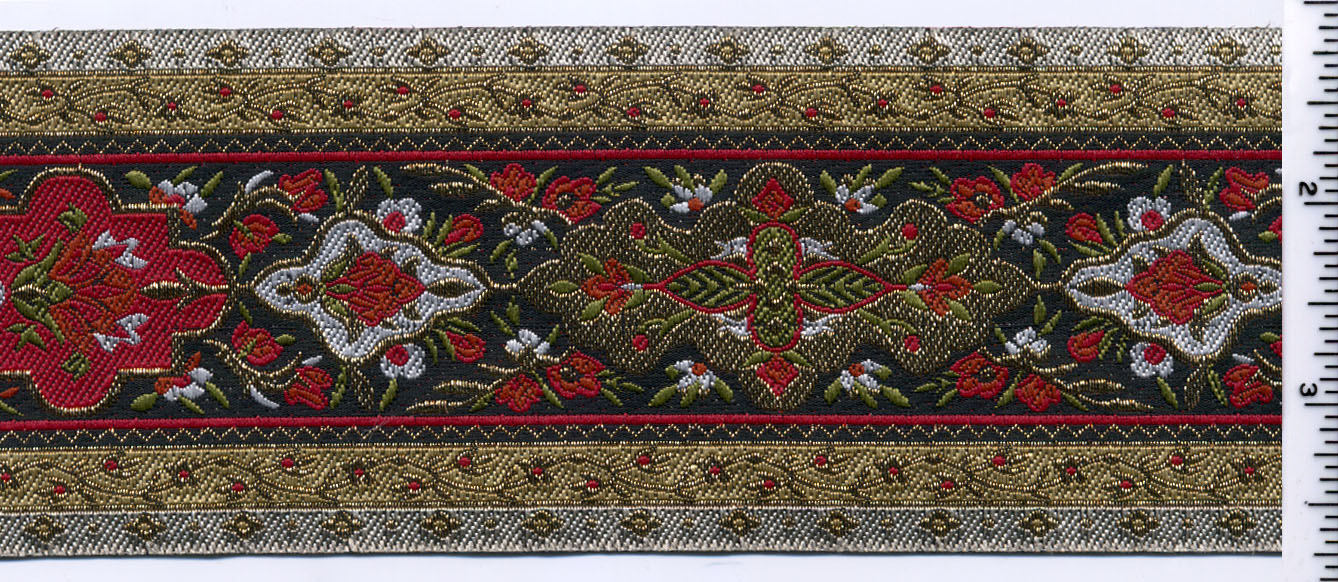 <font color="red">IN STOCK</font><br>2+3/4" Dantewara Pattern-Red Silver Gold Wine
