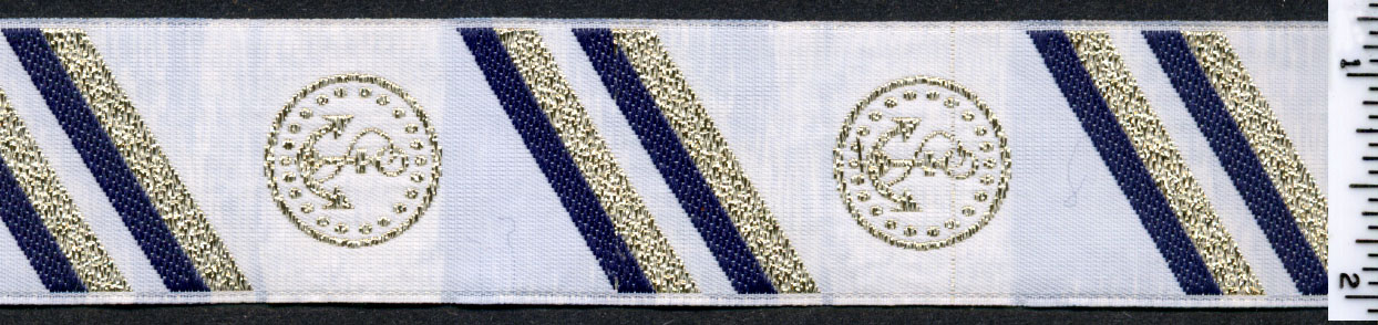 <font color="red">IN STOCK</font><br>1+1/8" Admiral Stripes-White Navy Gold