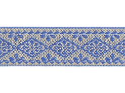 <font color="red">IN STOCK</font><br>1" Metallic Diamond Floral Pattern-Blue Gold