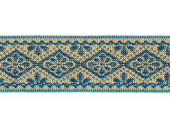 <font color="red">IN STOCK</font><br>1" Metallic Diamond Floral Pattern-Turquoise Gold