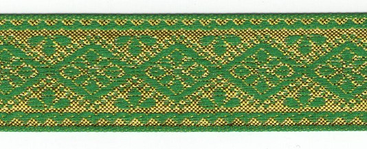 <font color="red">IN STOCK</font><br>1" Metallic Diamond Floral Pattern-Green Gold