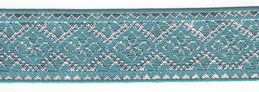 <font color="red">IN STOCK</font><br>1" Metallic Diamond Floral Pattern-Turquoise Silver