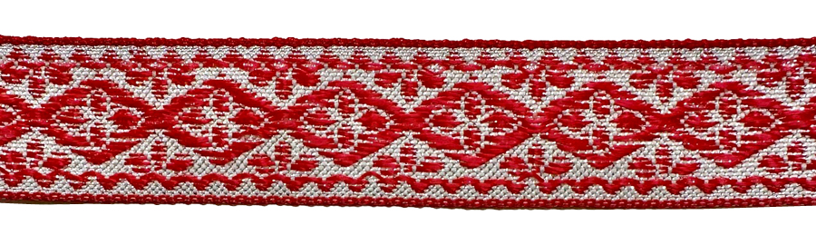 <font color="red">IN STOCK</font><br>3/4" Metallic Diamond Leaf Pattern-Red Silver
