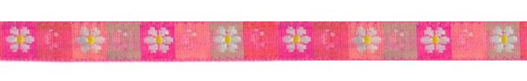 <font color="red">IN STOCK</font><br>3/8" Daisy Floral Jacquard Ribbon-Multi Pink