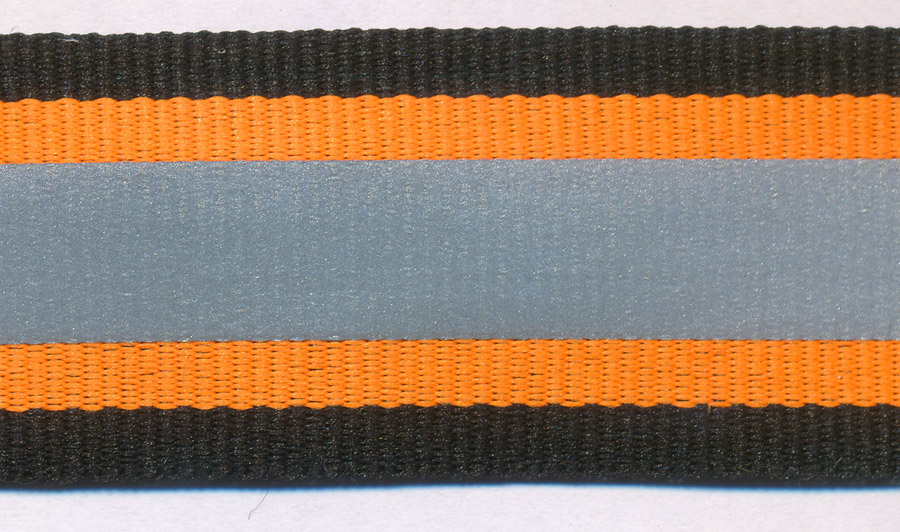 <font color="red">IN STOCK</font><br>1" Poly Mono Safety Reflector Tape-Silver/Orange/Black