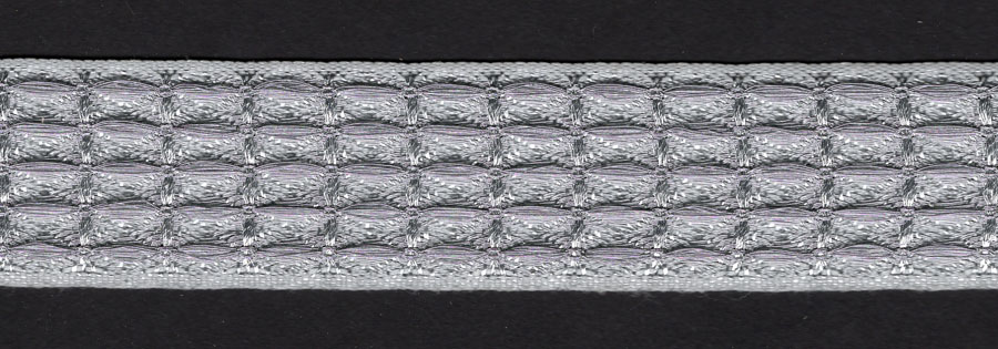 <font color="red">IN STOCK<br>MADE IN USA</font><br>7/8" Metallic Woven Military Braid-Silver
