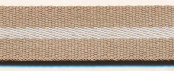 <font color="red">IN STOCK</font><br>5/8" Poly Center Stripe Tape-Khaki/White/Khaki