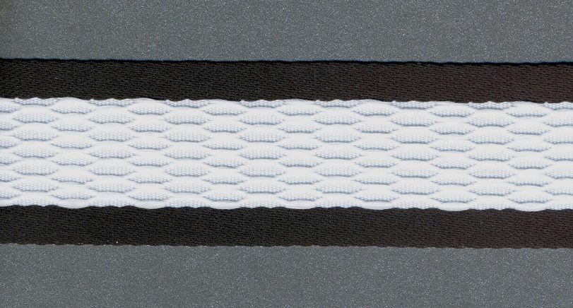 <font color="red">IN STOCK</font><br>1+1/2" Poly Center Mesh Tape-Black White Black