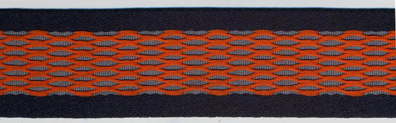 <font color="red">IN STOCK</font><br>1+1/2" Poly Center Mesh Tape-Orange Grey Navy