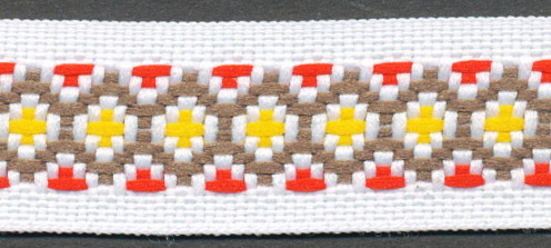 <font color="red">IN STOCK</font><br>5/8" Poly Diamond Heart Tape-White Gold Red