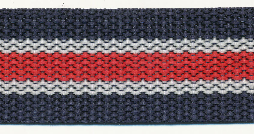 <font color="red">IN STOCK</font><br>1+1/4" Poly Webbing-Navy/White/Red