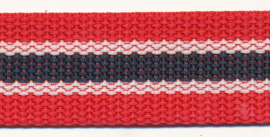 <font color="red">IN STOCK</font><br>1+1/4" Poly Webbing-Red/White/Navy