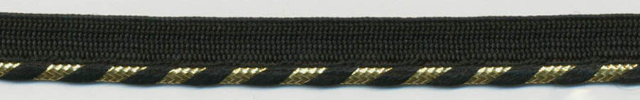 <font color="red">IN STOCK</font><br>3/8" Metallic/Rayon Cordedge Piping-Gold/Black Apron