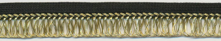 <font color="red">IN STOCK<br>MADE IN USA</font><br>1" Fine Metallic Looping-Gold Loop/Black Apron