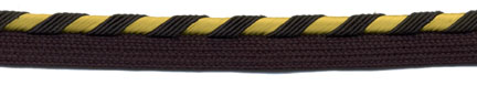 <font color="red">IN STOCK<br>MADE IN USA</font><br>3/8" Rayon Cordedge Piping Stripe-Black/Gold/Black Apron