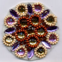 3" Rhinestone and Wood Bead Applique