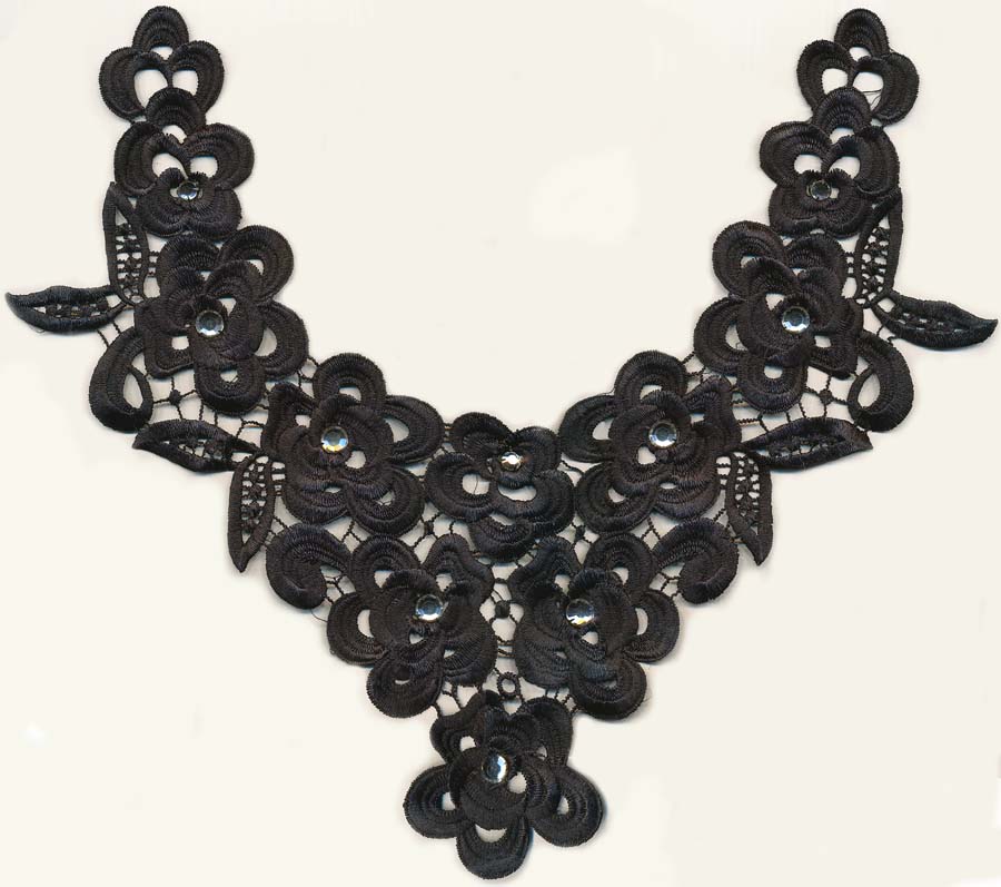 13" Rhinestone And Embroidered Yoke-Black/Clear Combo