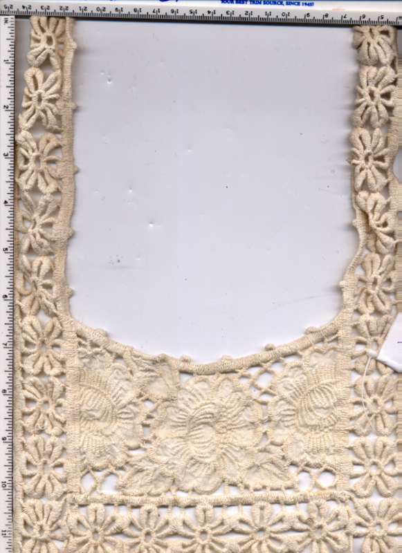15" X 8" Cotton Embroidered Bib Yoke-Natural
