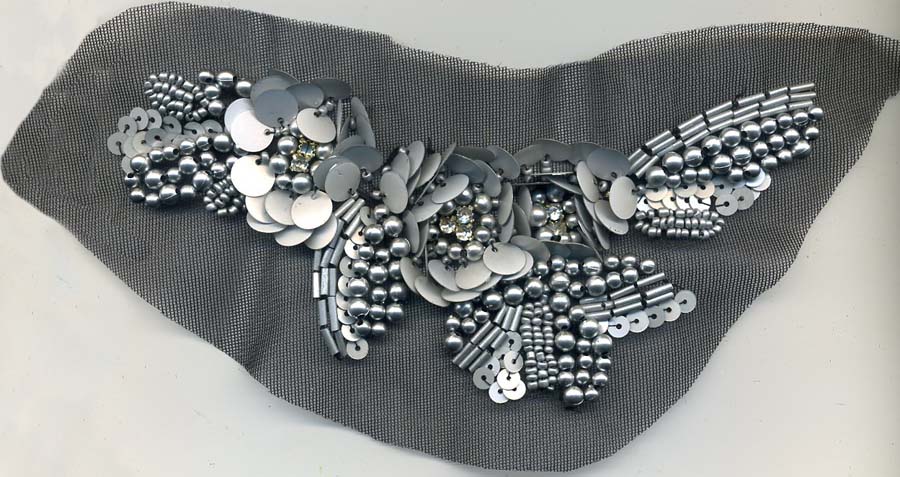 6+1/2" Beaded and Sequin Applique On Mesh