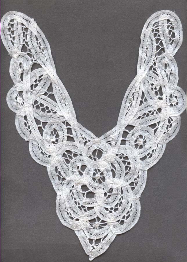 11" Battenburg Yoke-White with Clear Glass Beads