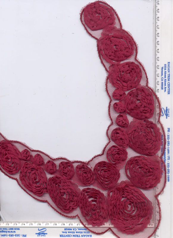 10+1/2" X 6" Re-Embroidered Swirl Collar-Wine