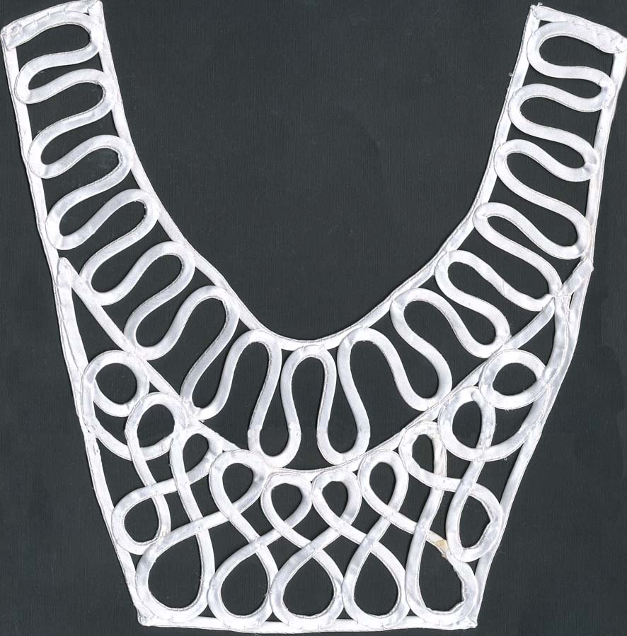 11+1/2" x 8" Satin Embroidered Collar-White
