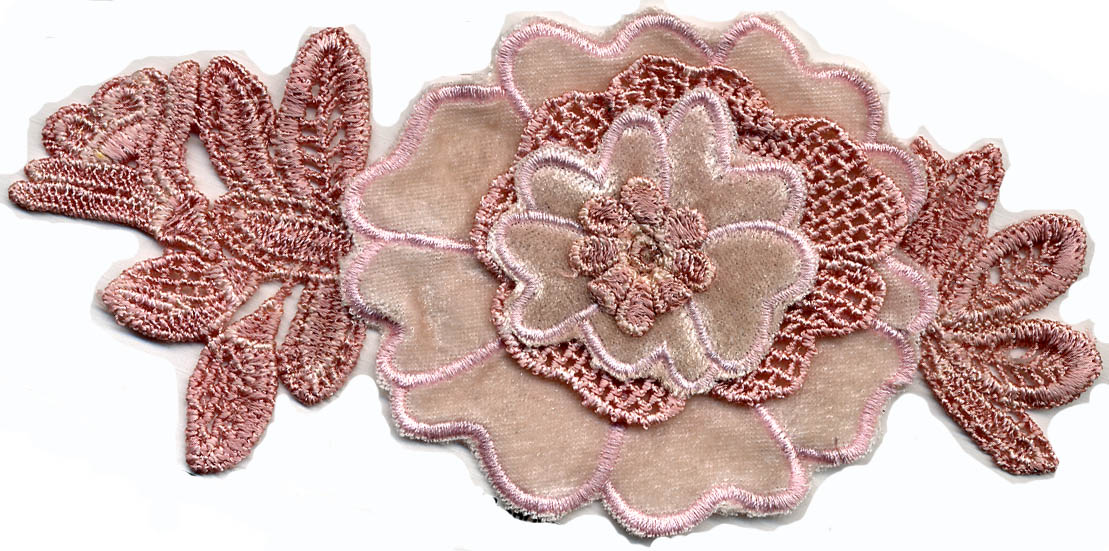 3D Metallic Applique Rose Gold and Blush