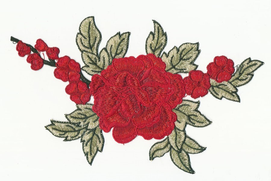 9+3/4" x 5+3/4" Rose/Leafs-Red/Light green