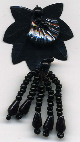 1+3/4" Floral Beaded Sequin Applique-Black
