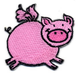 2" X 2" Pig Applique-Pink/Hot Pink/Black Combo