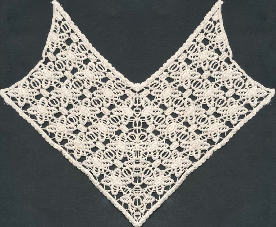 Cotton "V-Neck" Flower Pattern Collar-Natural